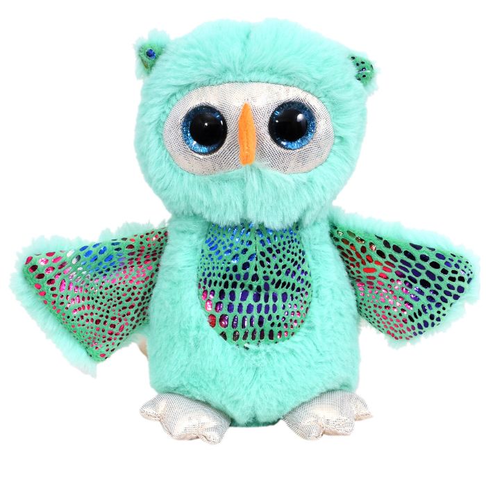 Mirada Blue Foil Plush Stuffed Owl with Glitter Eye Soft Toy - 18 cm