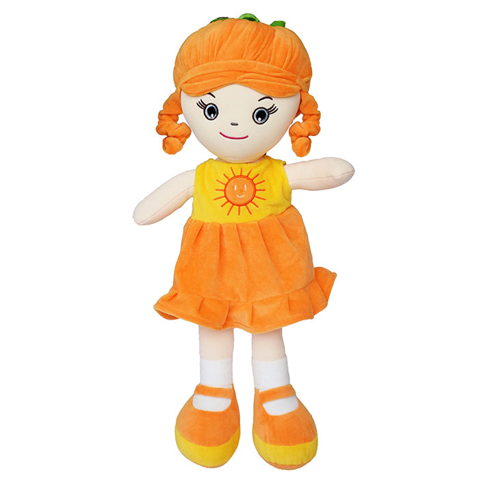 Mirada Orange Plush Stuffed Cute Huggable Heart Girl Big Doll Soft Toy - 50 cm