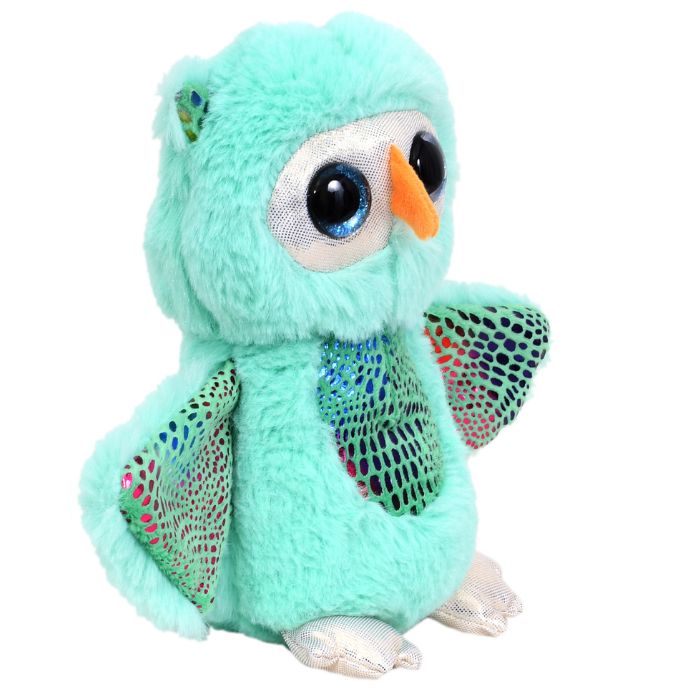 Green Owl Caravan Softoys Glitter Eyes Feather Plush Stuffed