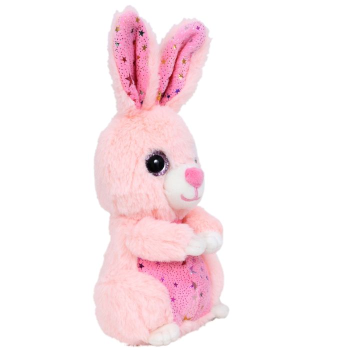 Mirada 18cm Pink foil Glitter Eye Bunny Soft Toy - 18cm-Small Size