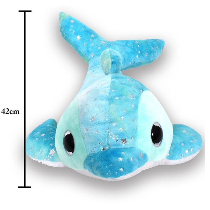 Mirada Big Plush Stuffed Glitter Eye Dolphin Soft Toy -Sea Green Foil(42cm)