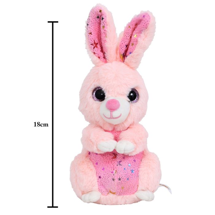 Mirada 18cm Pink foil Glitter Eye Bunny Soft Toy - 18cm-Small Size