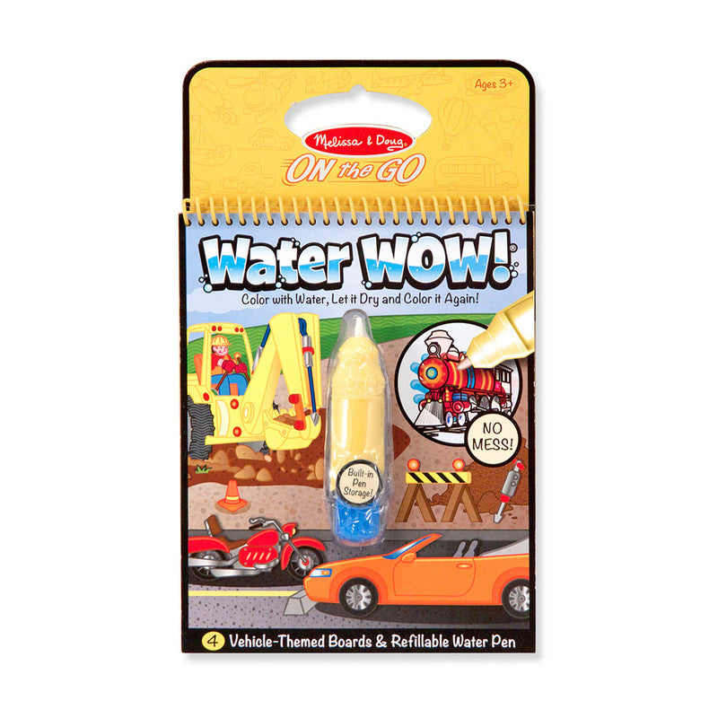 Melissa & Doug On the Go Water Wow! Vehicles Reusable Water-Reveal Activity Pad, Chunky-Size Water Pen (Multicolor)