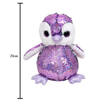 Mirada Purple Sequin Cute Plush Penguin with Glitter Eye Stuffed Soft Toy - 23 cm
