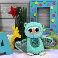 Mirada Blue Foil Plush Stuffed Owl with Glitter Eye Soft Toy - 18 cm