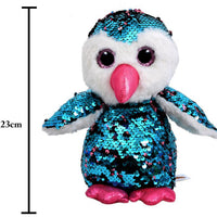 Mirada Blue Sequin Cute Plush Owl with Glitter Eye Stuffed Soft Toy - 23 cm
