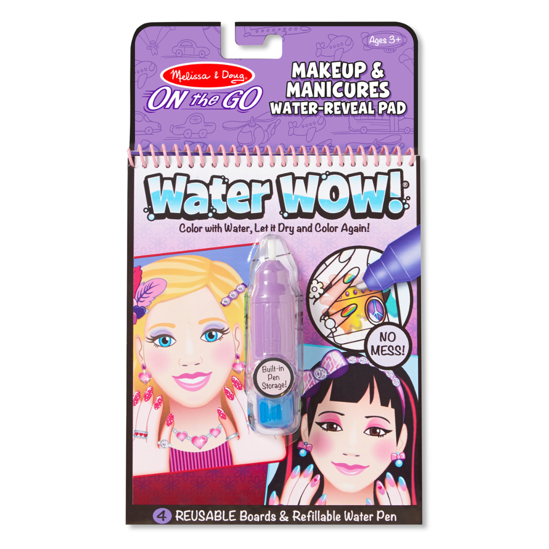 Melissa & Doug On the Go Water Wow! Makeup & Manicures (Reusable Water-Reveal Activity Pad, Chunky-Size Water Pen