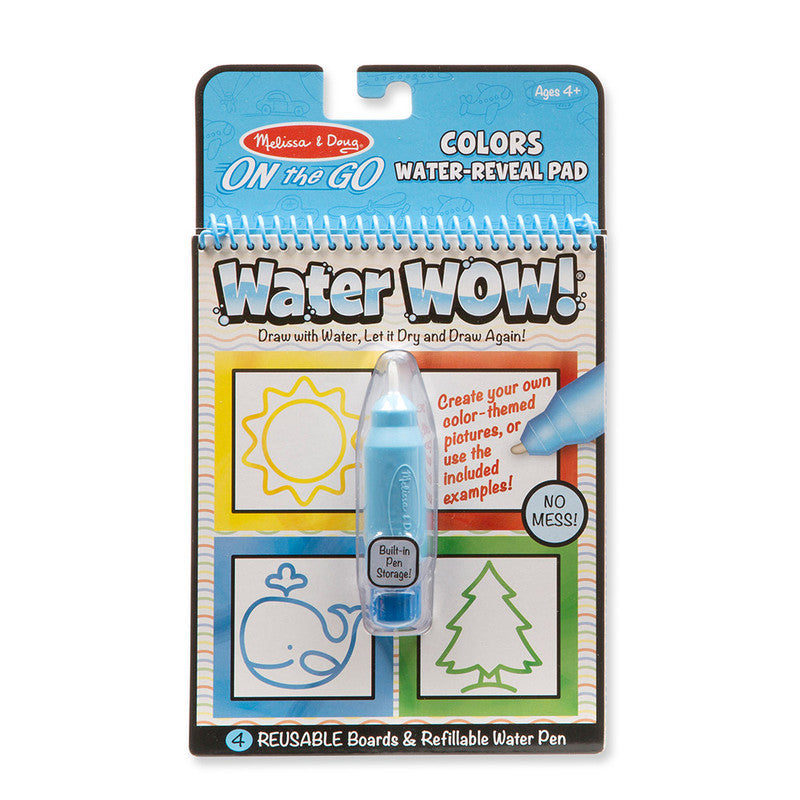 Melissa & Doug On the Go Water Wow! Colors and Shapes Activity Pad Reusable Water-Reveal Coloring Book, Refillable Water Pen (Multicolor)