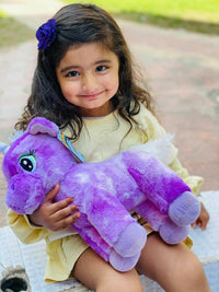 Mirada Floppy Stuffed Unicorn Soft Toy with Glitter Horn Plush Toy -Purple(32cm)