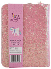 Mirada PINK GLITTER NOTEBOOK - UNICORN