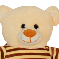 Mirada Butter Yellow Sitting Brown Strip Dress Teddy Bear Soft Toy- 30cm