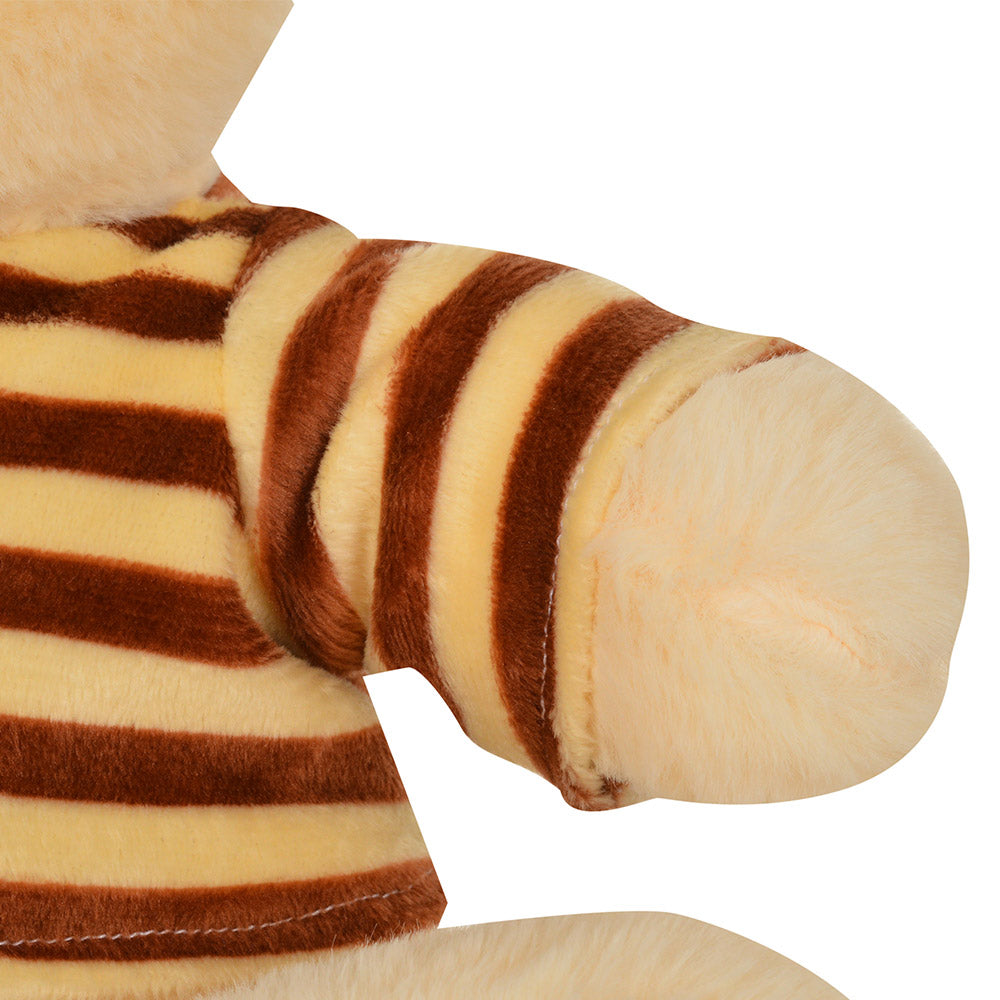Mirada Butter Yellow Sitting Brown Strip Dress Teddy Bear Soft Toy- 30cm