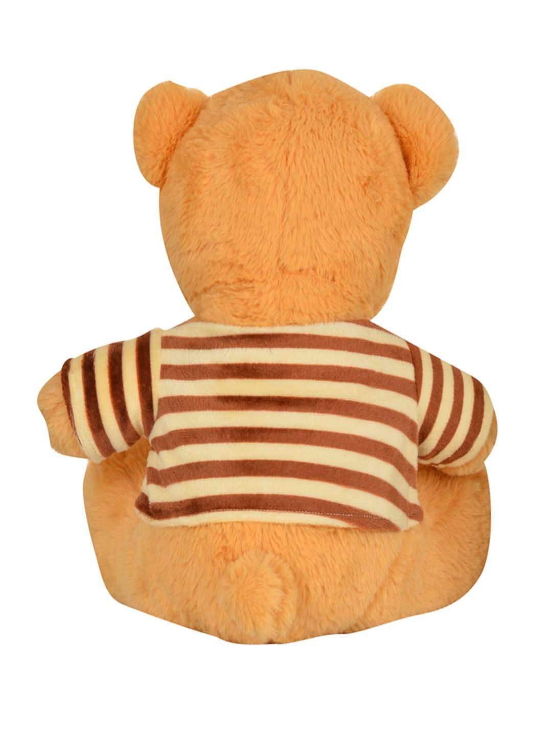 Mirada Brown Sitting Brown Strip Dress Teddy Bear Soft Toy - 30cm