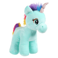 Mirada Floppy Stuffed Unicorn Soft Toy with Glitter Horn Plush Toy -Cyan(29cm)