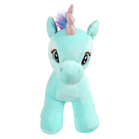 Mirada Floppy Stuffed Unicorn Soft Toy with Glitter Horn Plush Toy -Cyan(29cm)