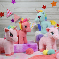 Mirada Floppy Stuffed Unicorn Soft Toy with Glitter Horn Plush Toy -Coral(29cm)