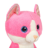 Mirada Animal Plush Stuffed Bright Pink Glitter Eye Cat Soft Toy - 25cm