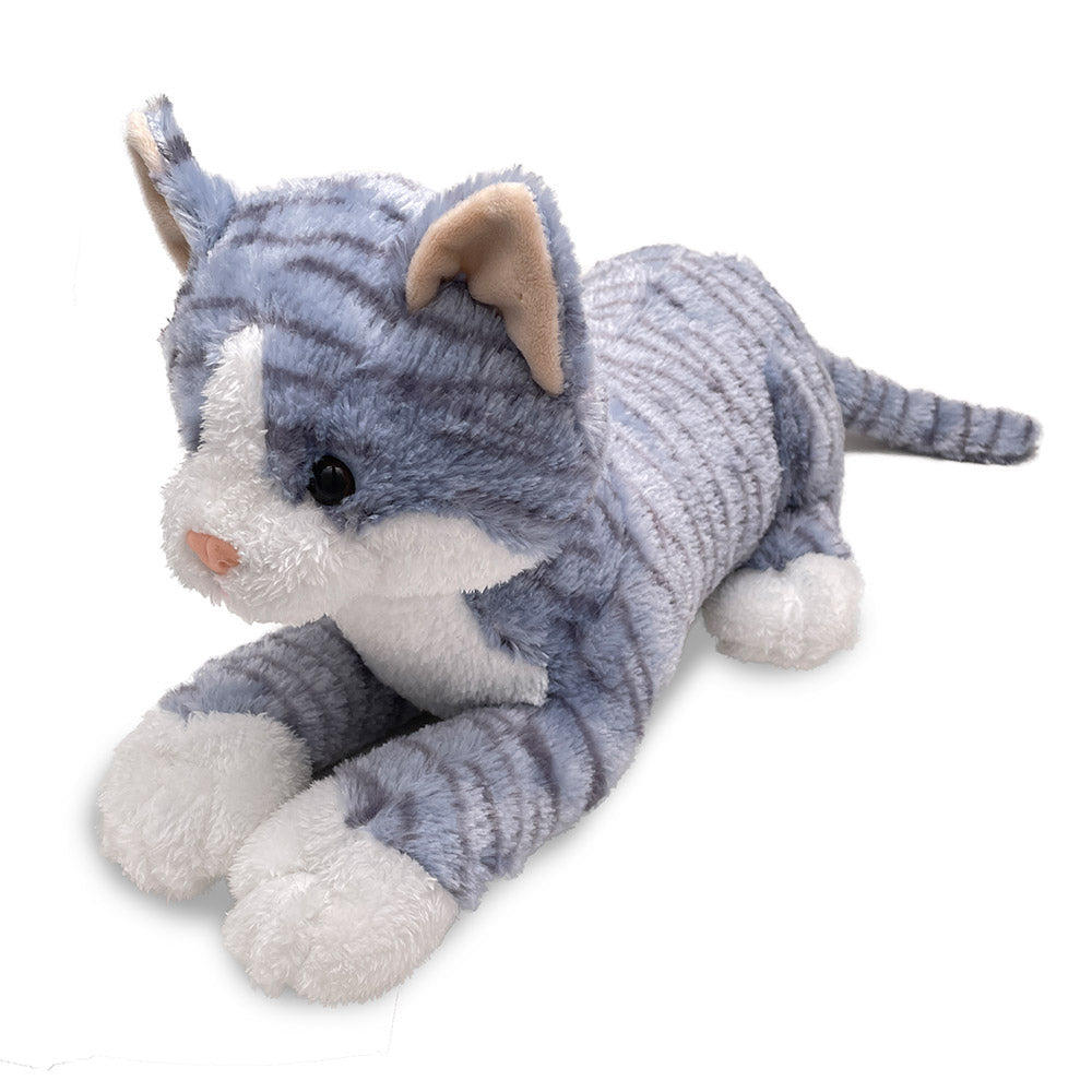Mirada Grey Plush Stuffed Patterned Lying Cat Soft Toy - 35cm