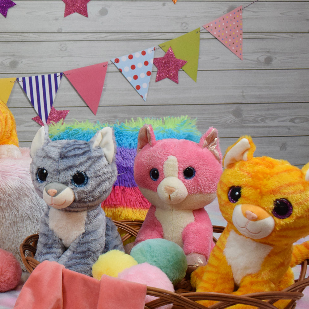 Mirada Grey Plush Stuffed Patterned Lying Cat Soft Toy - 35cm