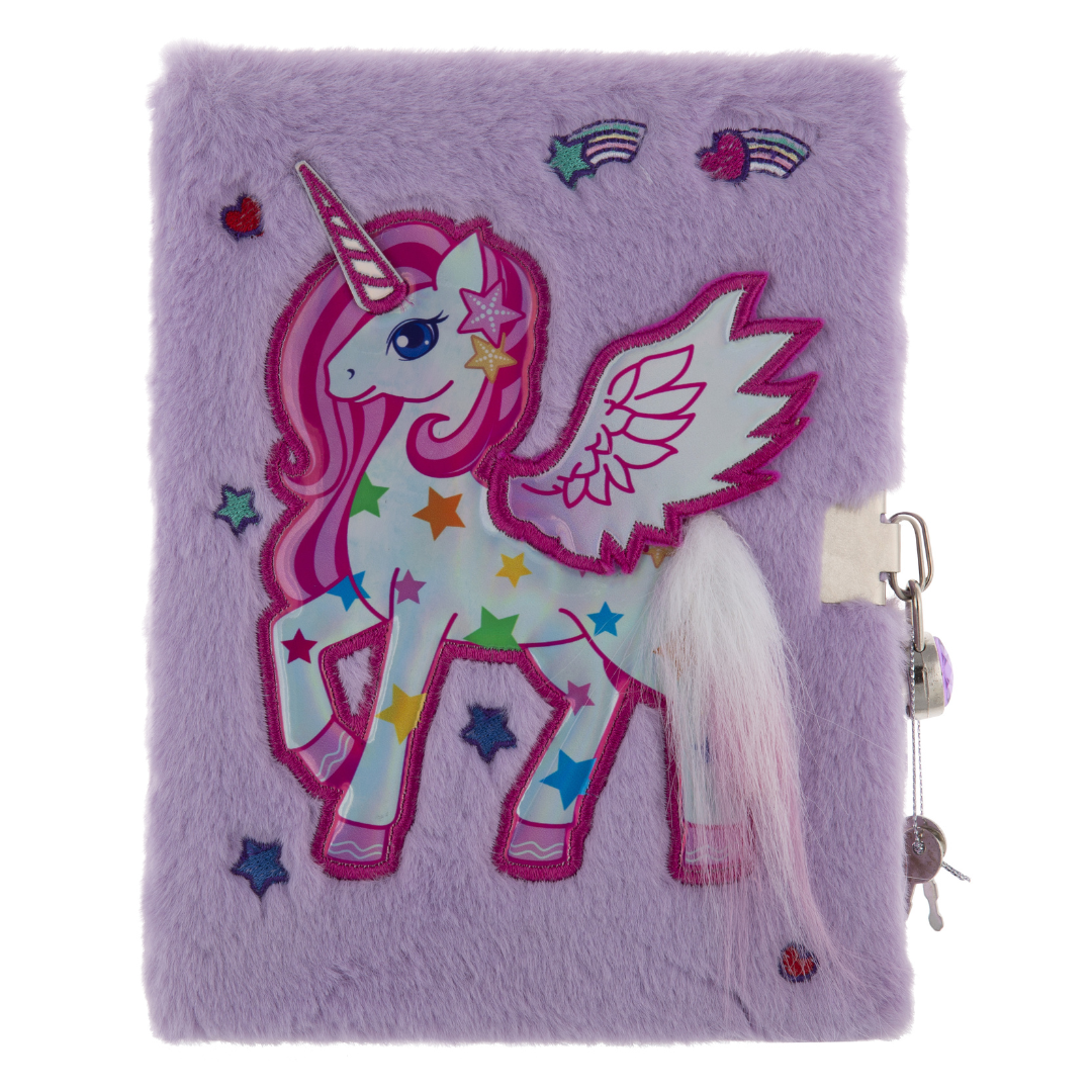 Mirada Whimsical Unicorn Plush Notebook with Lock